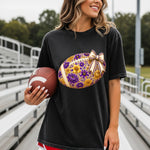 Purple and Gold Floral Football DTF Transfer – Coquette DTF Heat Press Transfer from Sweet Tee Transfers