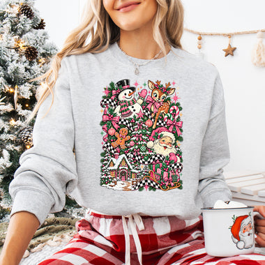 Retro Pink Christmas Collage DTF Transfer DTF Heat Press Transfer from Sweet Tee Transfers