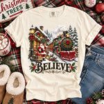 Vintage Santa Christmas Train Station Believe DTF Transfer DTF Heat Press Transfer from Sweet Tee Transfers