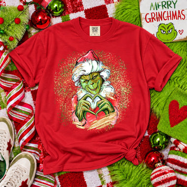 Splatter Grinch Glitter DTF Transfer DTF Heat Press Transfer from Sweet Tee Transfers