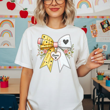 Teacher Pencil Paper Bow DTF Transfer DTF Heat Press Transfer from Sweet Tee Transfers