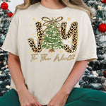Joy to the World Leopard Christmas Tree DTF Transfer DTF Heat Press Transfer from Sweet Tee Transfers