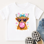 Preppy Highland Cow Bubble Gum DTF Transfer DTF Heat Press Transfer from Sweet Tee Transfers