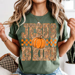 Jesus Is King Pumpkin Camo DTF Transfer DTF Heat Press Transfer from Sweet Tee Transfers