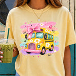 Back to School Brushstroke Bus DTF Transfer DTF Heat Press Transfer from Sweet Tee Transfers