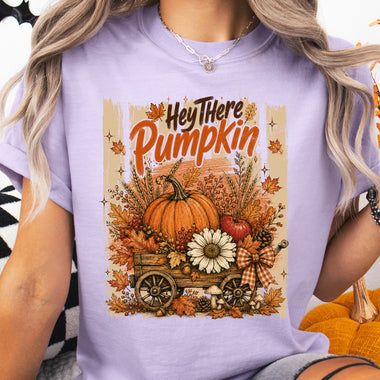 Hey There Pumpkin in Wagon DTF Transfer DTF Heat Press Transfer from Sweet Tee Transfers