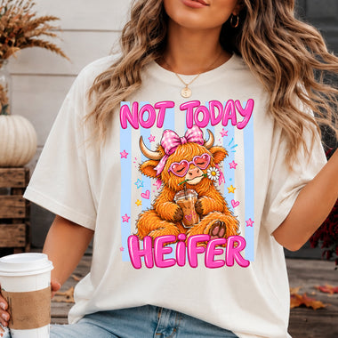 Not Today Heifer Striped DTF Transfer DTF Heat Press Transfer from Sweet Tee Transfers