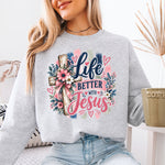 Life Is Better with Jesus Pink DTF Transfer DTF Heat Press Transfer from Sweet Tee Transfers