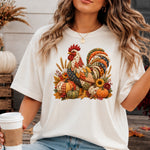 Patchwork Autumn Pumpkin Rooster DTF Transfer DTF Heat Press Transfer from Sweet Tee Transfers