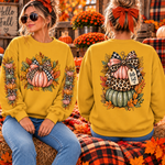 Hello Fall Pumpkin Front Back and Sleeves DTF Transfer DTF Heat Press Transfer from Sweet Tee Transfers