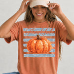 Thankful Striped Pumpkin DTF Transfer DTF Heat Press Transfer from Sweet Tee Transfers