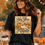 Hey There Pumpkin Gold Stripes DTF Transfer DTF Heat Press Transfer from Sweet Tee Transfers