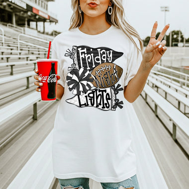 Friday Night Lights Black and White Pennant DTF Transfer DTF Heat Press Transfer from Sweet Tee Transfers