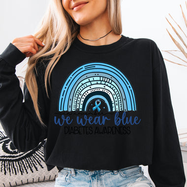 We Wear Blue Diabetes Awareness DTF Transfer DTF Heat Press Transfer from Sweet Tee Transfers
