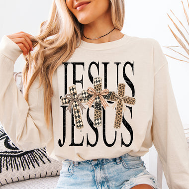 Jesus Crosses with Bows DTF Transfer DTF Heat Press Transfer from Sweet Tee Transfers