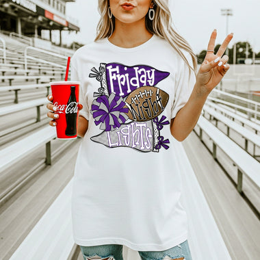 Friday Night Lights Purple and Silver DTF Transfer DTF Heat Press Transfer from Sweet Tee Transfers