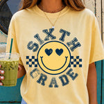 Checkered Smiley Sixth Grade DTF Transfer DTF Heat Press Transfer from Sweet Tee Transfers