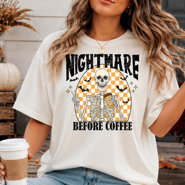 Nightmare Before Coffee Distressed DTF Transfer DTF Heat Press Transfer from Sweet Tee Transfers