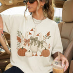 Fall Geese with Plaid Bows and Pumpkins DTF Transfer DTF Heat Press Transfer from Sweet Tee Transfers