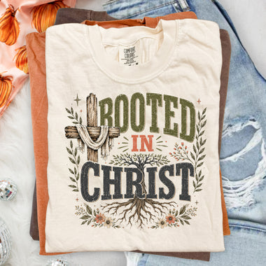 Rooted in Christ DTF Transfer DTF Heat Press Transfer from Sweet Tee Transfers
