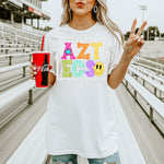 Aztecs School Mascot DTF Transfer – Bright Letters DTF Heat Press Transfer from Sweet Tee Transfers