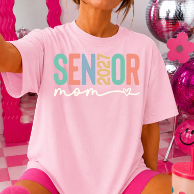 Senior Mom 2027 Heart Pastel DTF Transfer DTF Heat Press Transfer from Sweet Tee Transfers