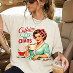 Caffeine Curlers and Chaos DTF Transfer DTF Heat Press Transfer from Sweet Tee Transfers
