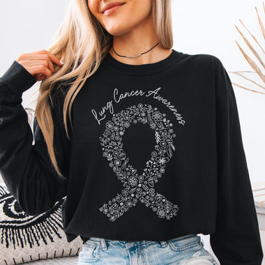 Lung Cancer Awareness Flowers DTF Transfer DTF Heat Press Transfer from Sweet Tee Transfers
