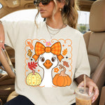 Fall Goose Checkered Bow DTF Transfer DTF Heat Press Transfer from Sweet Tee Transfers