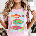 3 Fish Star Eyes Striped DTF Transfer DTF Heat Press Transfer from Sweet Tee Transfers