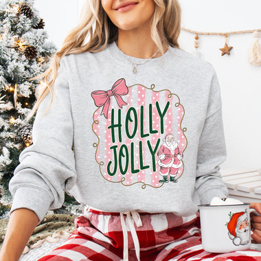 Holly Jolly Pink Striped Santa DTF Transfer DTF Heat Press Transfer from Sweet Tee Transfers