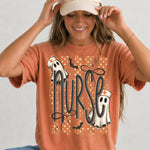 Halloween Ghost Nurse Striped Dark DTF Transfer DTF Heat Press Transfer from Sweet Tee Transfers