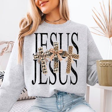 Jesus Crosses with Bows DTF Transfer DTF Heat Press Transfer from Sweet Tee Transfers