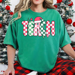 Teach Christmas Checkered DTF Transfer DTF Heat Press Transfer from Sweet Tee Transfers