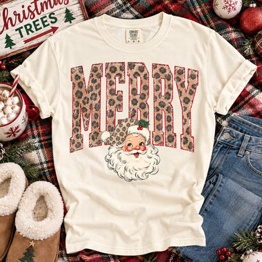Merry Varsity Santa DTF Transfer DTF Heat Press Transfer from Sweet Tee Transfers