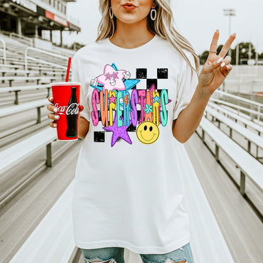 Superstars School Mascot DTF Transfer – Checkered Design DTF Heat Press Transfer from Sweet Tee Transfers