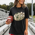Green and Gold Floral Football DTF Transfer – Coquette DTF Heat Press Transfer from Sweet Tee Transfers