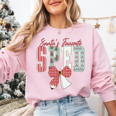 Coquette Santa's Favorite SPED DTF Transfer DTF Heat Press Transfer from Sweet Tee Transfers