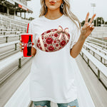 Red Floral Football DTF Transfer – Coquette DTF Heat Press Transfer from Sweet Tee Transfers