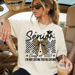 Senior Mom Class of 2027 I'm Not Crying You're Crying Cheetah Bow DTF Transfer DTF Heat Press Transfer from Sweet Tee Transfers