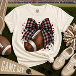 Red Black and Grey Gingham Bow Football DTF Transfer DTF Heat Press Transfer from Sweet Tee Transfers