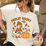 Feelin' Goosy Fall Goose Pumpkin DTF Transfer DTF Heat Press Transfer from Sweet Tee Transfers