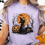 Halloween Black Cat with Moon DTF Transfer DTF Heat Press Transfer from Sweet Tee Transfers