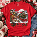 Vintage Santa Christmas Train Station Believe DTF Transfer DTF Heat Press Transfer from Sweet Tee Transfers