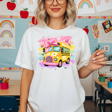 Back to School Brushstroke Bus DTF Transfer DTF Heat Press Transfer from Sweet Tee Transfers