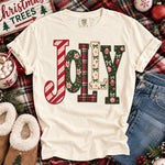 Jolly Christmas Patchwork Letters with Plaid DTF Transfer DTF Heat Press Transfer from Sweet Tee Transfers