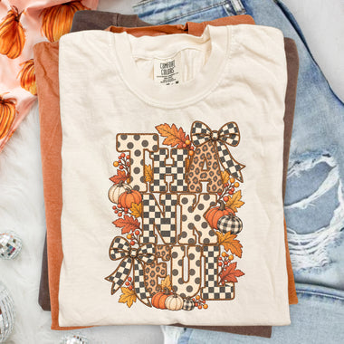 Thankful Checkered Polkadot Fall DTF Transfer DTF Heat Press Transfer from Sweet Tee Transfers