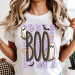 Boo Halloween Striped Purple DTF Transfer DTF Heat Press Transfer from Sweet Tee Transfers