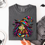Colorful Witch with Bats DTF Transfer DTF Heat Press Transfer from Sweet Tee Transfers