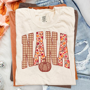 Fall Checkered NANA DTF Transfer DTF Heat Press Transfer from Sweet Tee Transfers